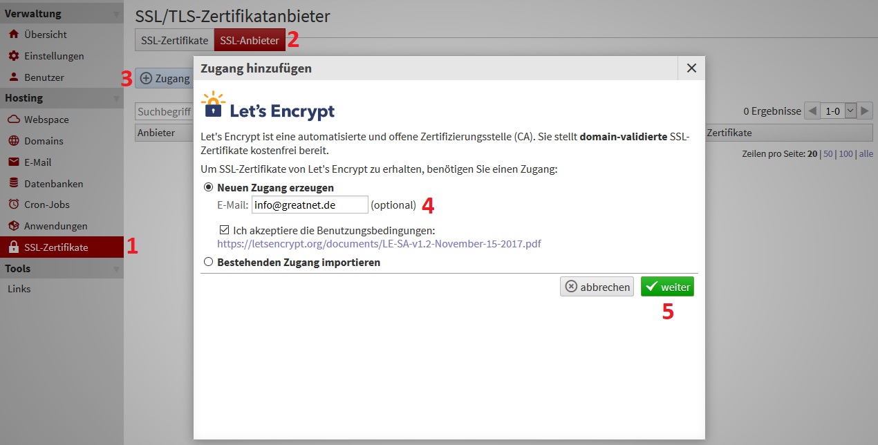 Greatnet De Faq Liveconfig Plesk Einrichtung Eines Ssl